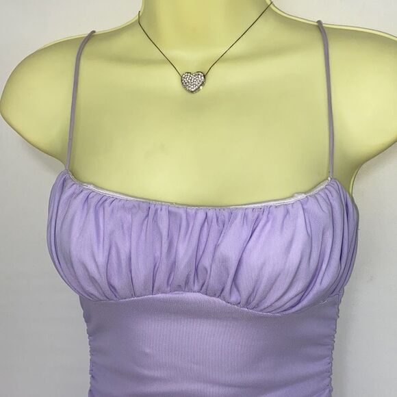 Princess Polly Dress"Penney" Ruched Lilac Mini Dress New With Tag Sz 2 - Picture 2 of 8